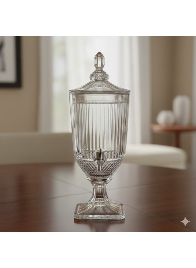 إيليجانت ✨ خزان عصير زجاجي فاخر بتصميم مخطط – مثالي للمشروبات والمناسبات | سعة 4.5 لتر ✨ - Image 1